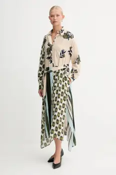 Weekend Max Mara rochie de matase PASSO culoarea bej, mini, evazati, 2525226022600 imagine