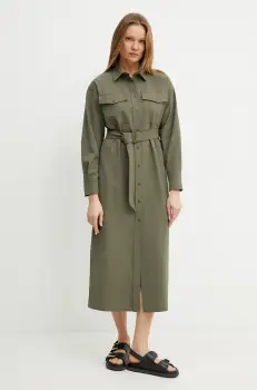 Weekend Max Mara rochie din amestec de lana culoarea verde, midi, drept, 2515221071600 imagine