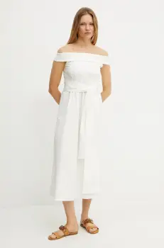 Weekend Max Mara rochie din bumbac culoarea bej, midi, evazati, 2515221036600 imagine