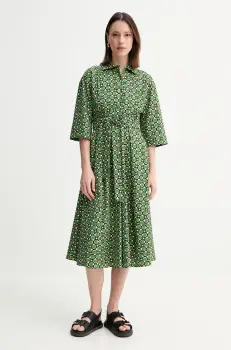 Weekend Max Mara rochie din bumbac culoarea verde, midi, evazati, 2515221152600 imagine
