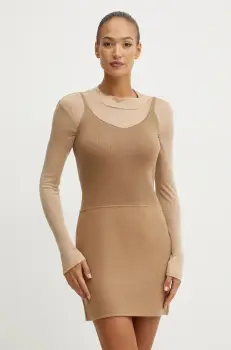 Weekend Max Mara rochie din lana Joyroad by Lucy Hale culoarea maro, mini, evazati, 2425226016600 imagine