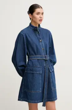 Weekend Max Mara rochie jeans culoarea albastru marin, mini, evazati, 2515221021600 imagine