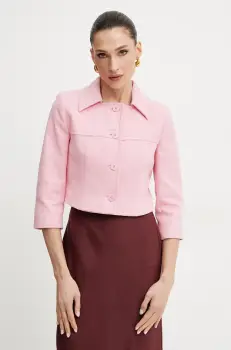 Weekend Max Mara sacou din bumbac culoarea roz, un singur rand de nasturi, uni, 2515041016600 imagine