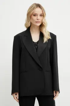 Weekend Max Mara sacou din lana culoarea negru, un singur rand de nasturi, neted, 2515041071600 imagine