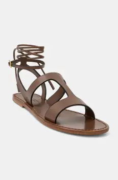 Weekend Max Mara sandale de piele LEMMA femei, culoarea maro, 2515521075600 imagine