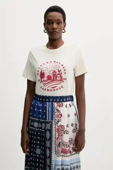 Weekend Max Mara tricou din bumbac CLOWN culoarea bej, 2525976012600 imagine