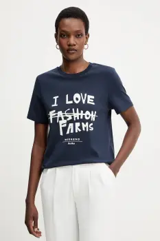 Weekend Max Mara tricou din bumbac CLOWN culoarea bleumarin, 2525976012600 imagine