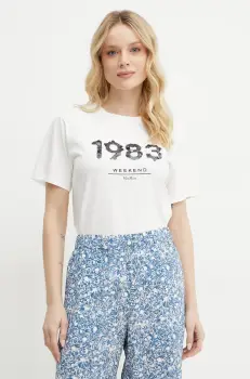 Weekend Max Mara tricou din bumbac femei, culoarea alb, 2515971041600 imagine