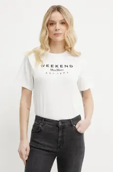 Weekend Max Mara tricou din bumbac femei, culoarea alb, 2515971041600 imagine