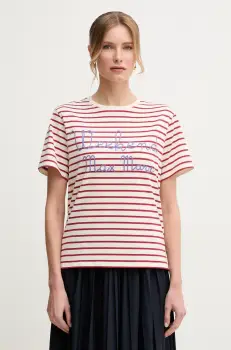 Weekend Max Mara tricou din bumbac femei, culoarea bej, 2515971042600 imagine