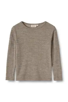 Wheat tricou cu maneca lunga pentru copii, din lana merinos imagine