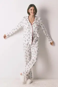 women'secret compleu pijama culoarea bej, 3792073 imagine