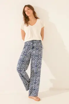 women'secret pantaloni de pijama culoarea bleumarin, 3702236 imagine