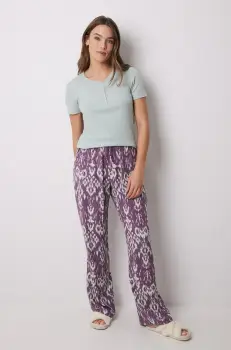 women'secret pantaloni de pijama femei, culoarea violet, 3709649 imagine