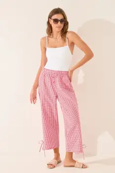 women'secret pantaloni pijama bumbac culoarea bordo, bumbac, 3709664 imagine