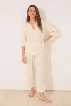 women'secret pijama culoarea bej, bumbac, 3599229 imagine