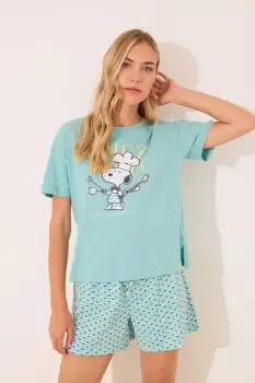 women'secret pijama culoarea turcoaz, 3132115 imagine