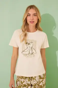 women'secret pijama SNOOPY culoarea bej, bumbac, 3139906 imagine