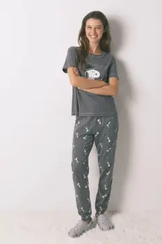 women'secret pijama SNOOPY culoarea gri, 3132165 imagine