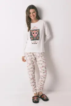 women'secret pijamale de bumbac culoarea alb, bumbac, 3132147 imagine