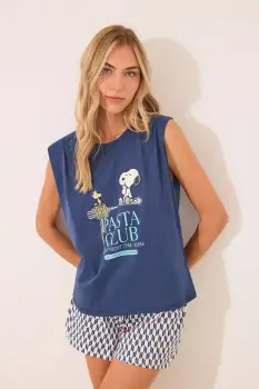 women'secret pijamale de bumbac culoarea bleumarin, 3132121 imagine