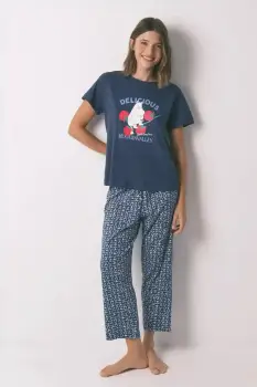 women'secret pijamale de bumbac culoarea bleumarin, bumbac, 3132101 imagine