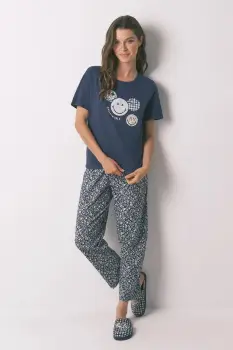 women'secret pijamale de bumbac culoarea bleumarin, bumbac, 3132148 imagine