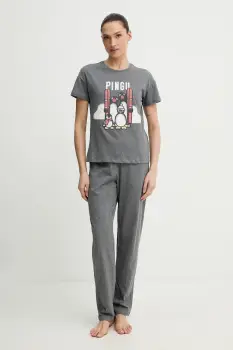 women'secret pijamale de bumbac culoarea gri, bumbac, 3132246 imagine