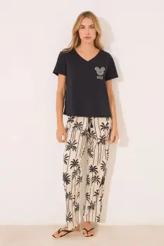 women'secret pijamale de bumbac culoarea negru, bumbac, 3139908 imagine