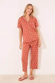 women'secret pijamale de bumbac culoarea portocaliu, bumbac, 3139909 imagine
