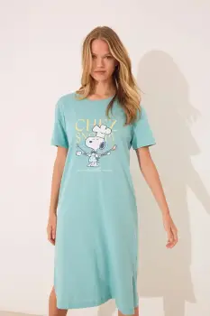 women'secret pijamale de bumbac culoarea turcoaz, bumbac, 4442106 imagine