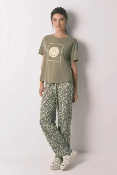 women'secret pijamale de bumbac culoarea verde, bumbac, 3132139 imagine