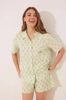 women'secret pijamale de bumbac culoarea verde, bumbac, 3599199 imagine