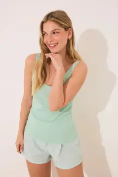 women'secret pijamale de bumbac culoarea verde, bumbac, 3599206 imagine