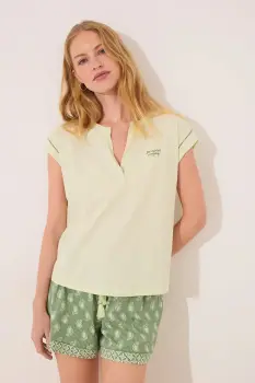 women'secret pijamale de bumbac culoarea verde, bumbac, 3599219 imagine