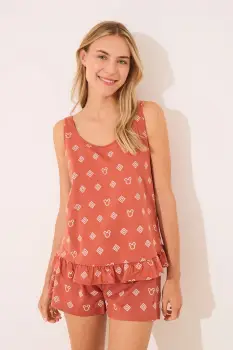 women'secret pijamale de bumbac Mickey Mouse culoarea portocaliu, bumbac, 3139894 imagine