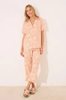 women'secret pijamale de bumbac SNOOPY culoarea portocaliu, bumbac, 3139905 imagine