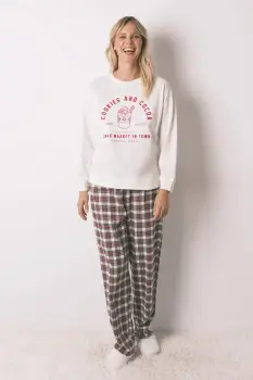 women'secret pijamale din bumbac culoarea bej, 3592474 imagine