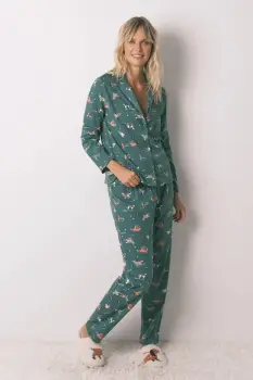 women'secret pijamale din bumbac culoarea verde, bumbac, 3592475 imagine