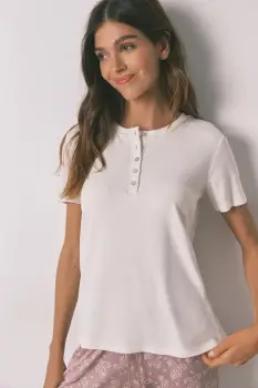 women'secret tricou de pijama culoarea bej, 3272330 imagine