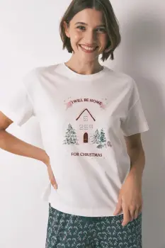 women'secret tricou de pijama din bumbac culoarea bej, bumbac, 3272327 imagine