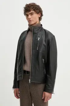 Won Hundred geaca de piele barbati, culoarea negru, de tranzitie, 3253-16015 imagine