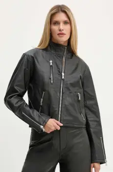 Won Hundred geaca de piele femei, culoarea negru, de tranzitie, 3444-16015 imagine