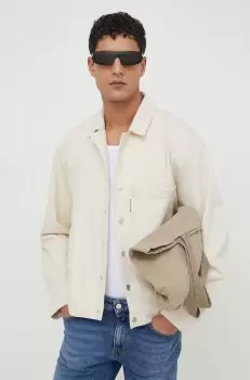 Won Hundred geaca jeans barbati, culoarea bej, de tranzitie, oversize imagine