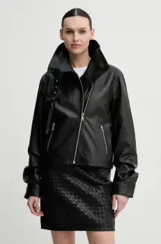 Won Hundred geaca ramones de piele culoarea negru, de tranzitie, 3589-16026 imagine