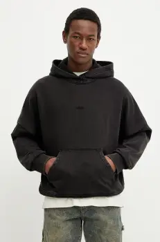 Won Hundred hanorac de bumbac culoarea negru, cu gluga, cu imprimeu, 3725-12087 imagine