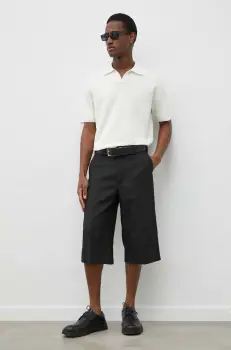 Won Hundred pantaloni scurti barbati, culoarea negru imagine