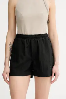 Won Hundred pantaloni scurti culoarea negru, neted, high waist, 3491-13056 imagine