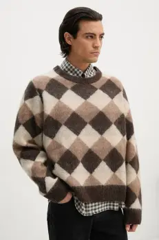 Won Hundred pulover de lana barbati, culoarea maro, calduros, 3207-11082 imagine