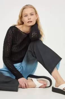 Won Hundred pulover de lana femei, culoarea negru, light imagine